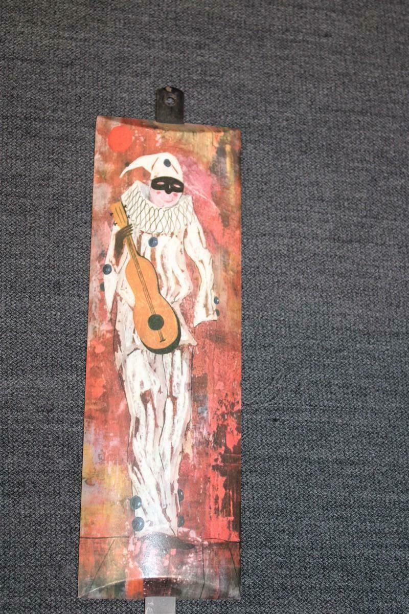 Mid Century Italian Wall Coat Rack In Metal, Brass And Resin With Carnival Masks photo Furniture