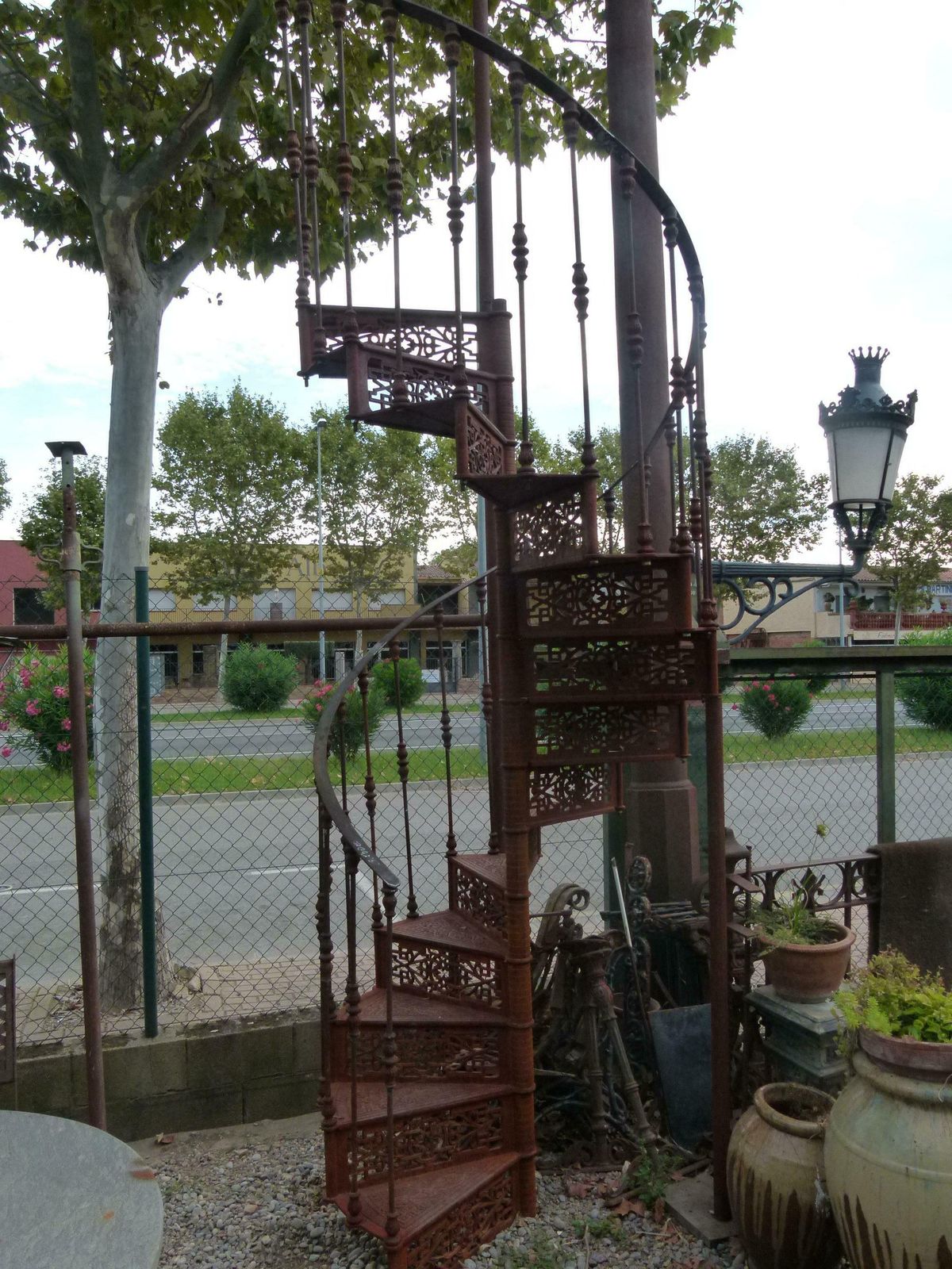 photo buy 20th Century Art Nouveau Style Iron Spiral Staircase