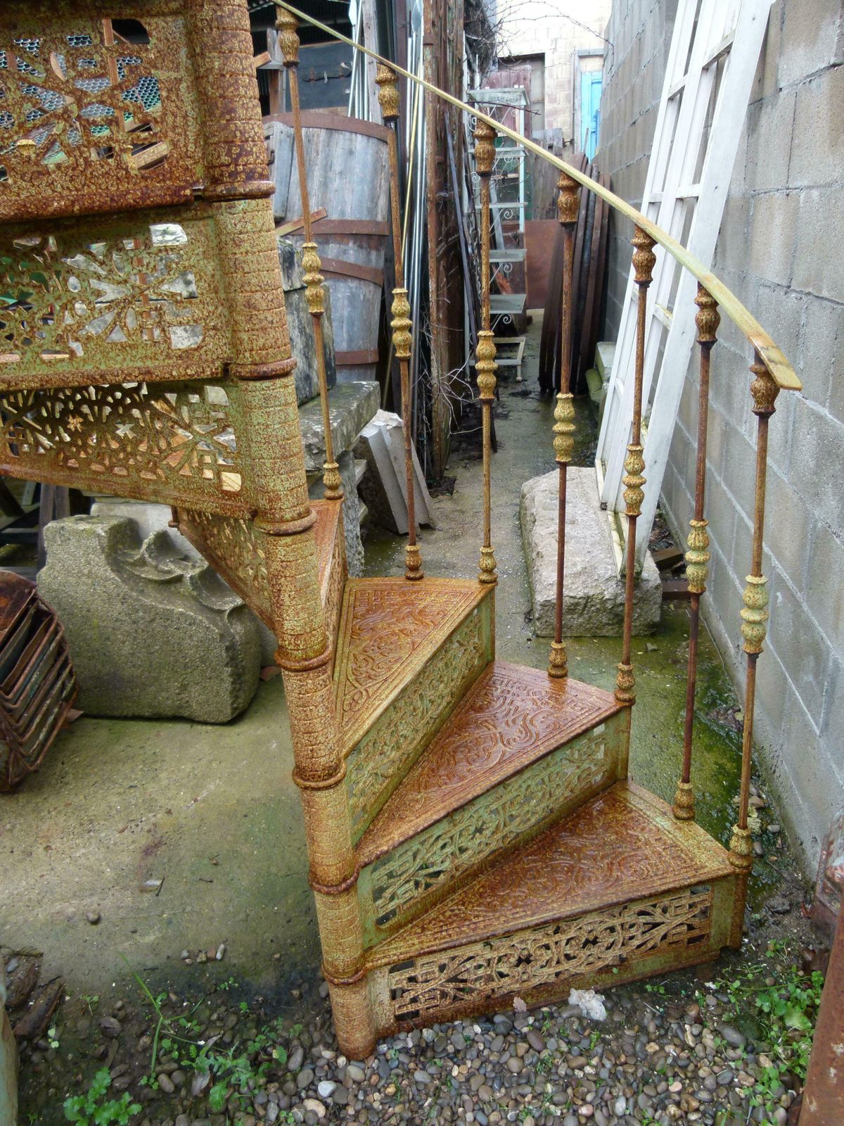 20th Century Art Nouveau Style Iron Spiral Staircase photo for sale