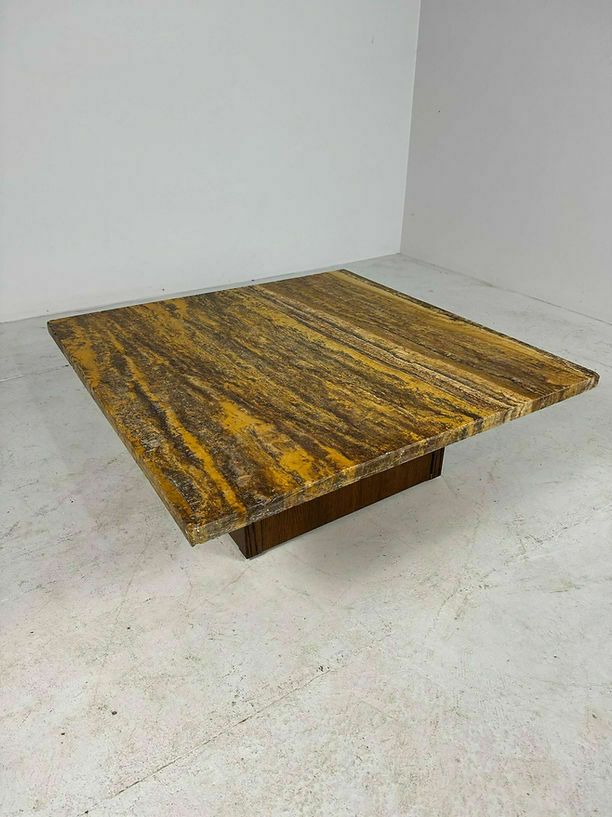 Square Brutalist Amber Stone Coffeetable photo furniture