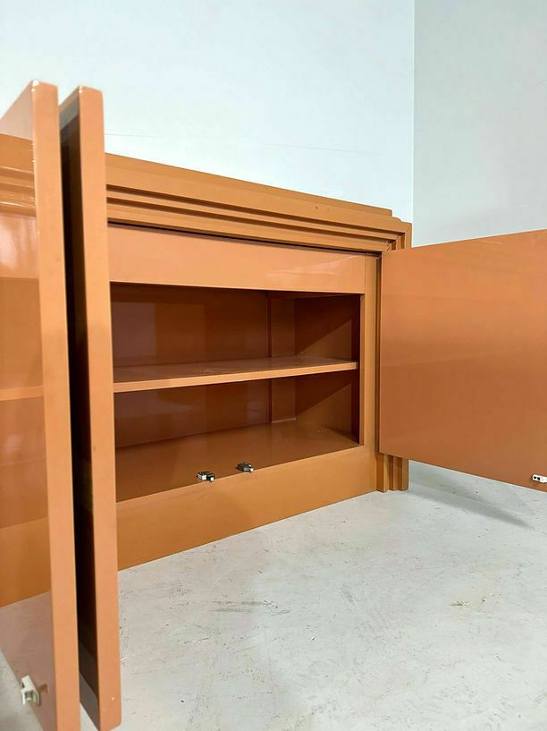 Italiaans Dressoir Met Oranje Lak En Inlegwerk, Jaren 1970 photo buy