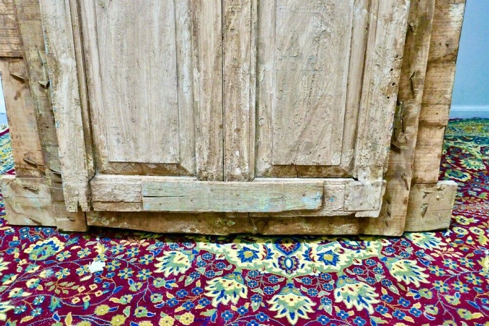 Anglo Indian Painted Doors In Original Frame, Wall Art photo vintage