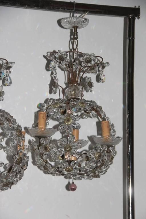 Mid Century Modern Chandeliers French 1950s Crystal Metal Forged photo 780.0
