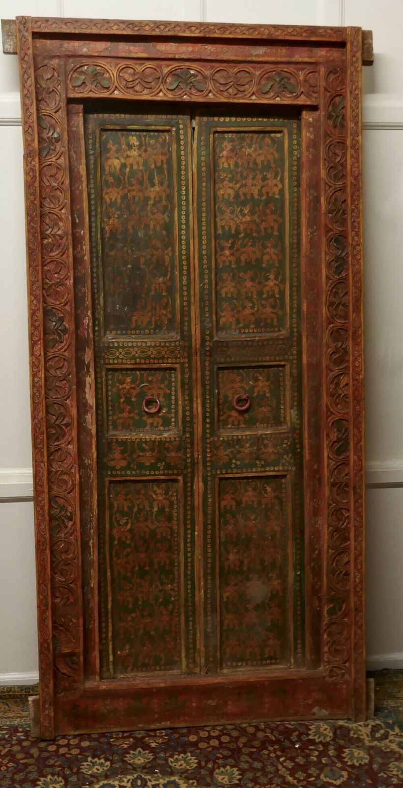 photo for sale Anglo Indian Painted Doors In Original Frame, Wall Art