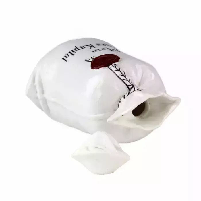 Porcelain Bottle Mein Flüssiges Kapital, In The Shape Of A Canvas Money Bag. photo 307.0