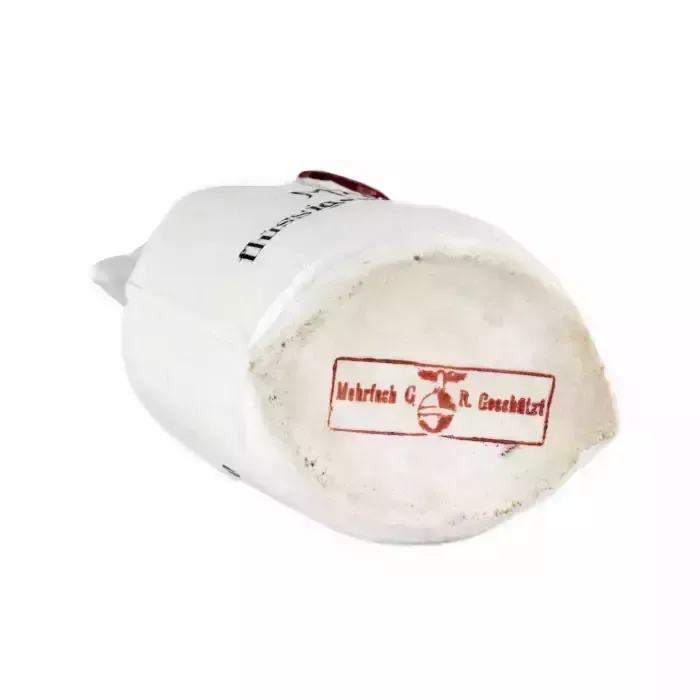 Porcelain Bottle Mein Flüssiges Kapital, In The Shape Of A Canvas Money Bag. photo vinterior