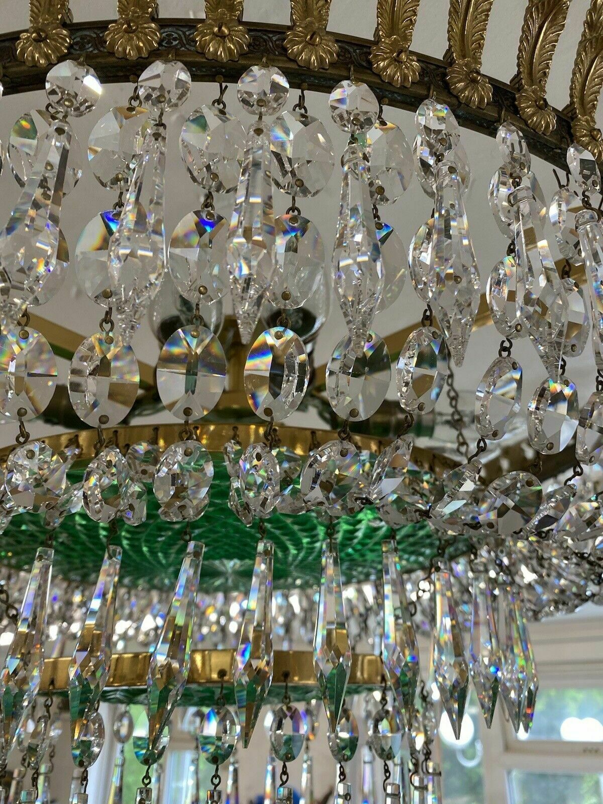 X Large Hand Cut Crystal Chandelier Baguette French Light French Ormolu V Rare photo buy