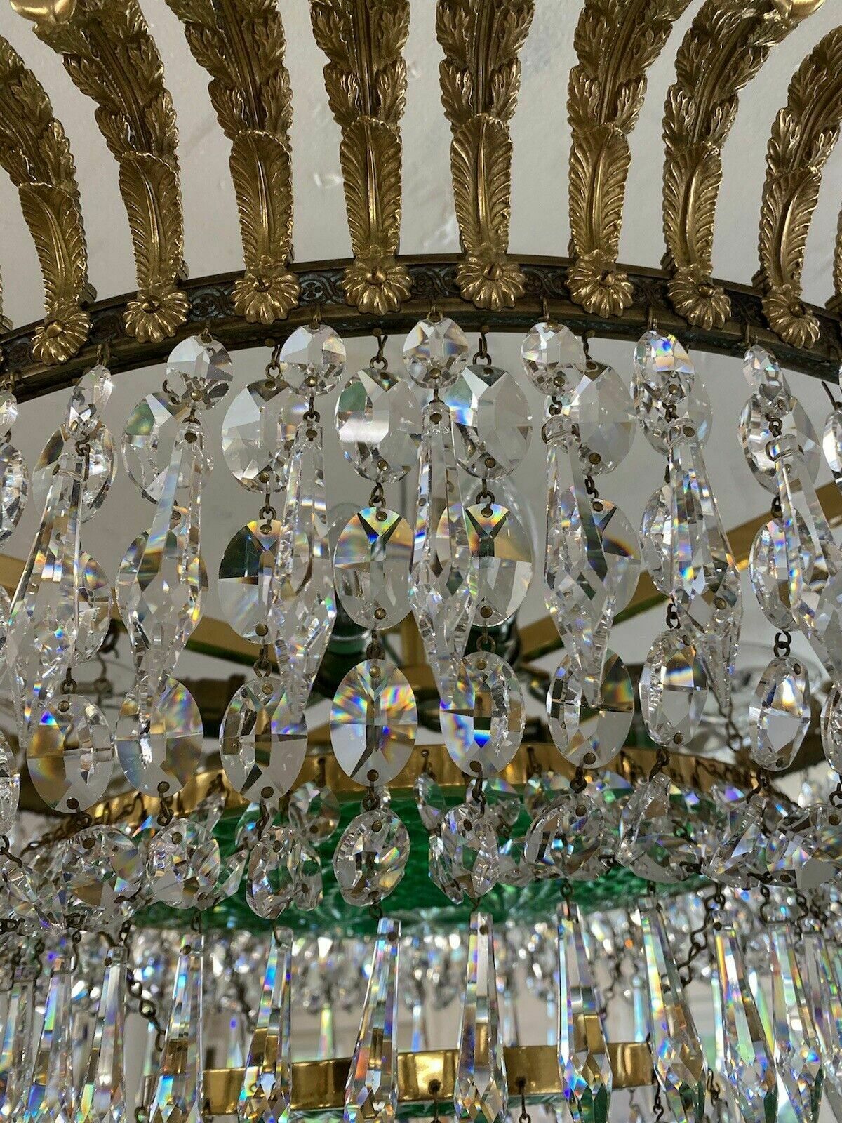 photo for sale X Large Hand Cut Crystal Chandelier Baguette French Light French Ormolu V Rare