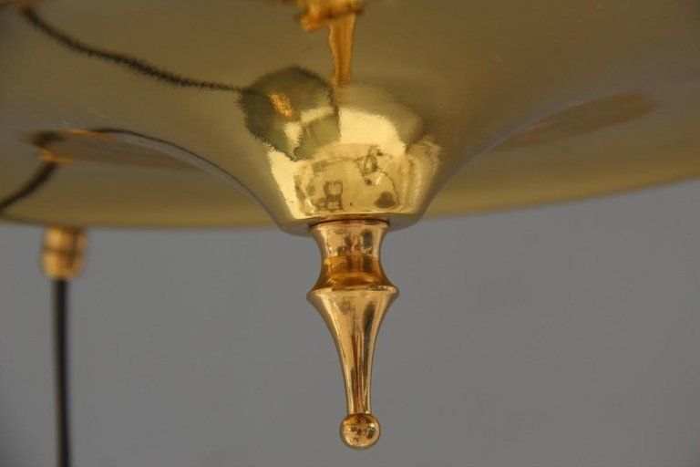 Mid Century Modern Italian Chandelier Brass Crystal Grey Gold Glass Often photo vintage