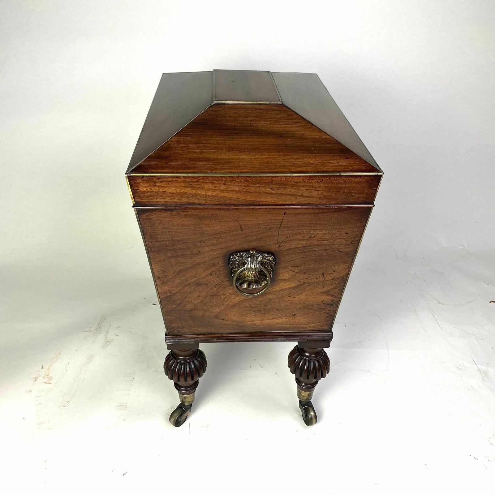 Small Regency Mahogany Sarcophagus Shaped Cellarette photo 1750.0