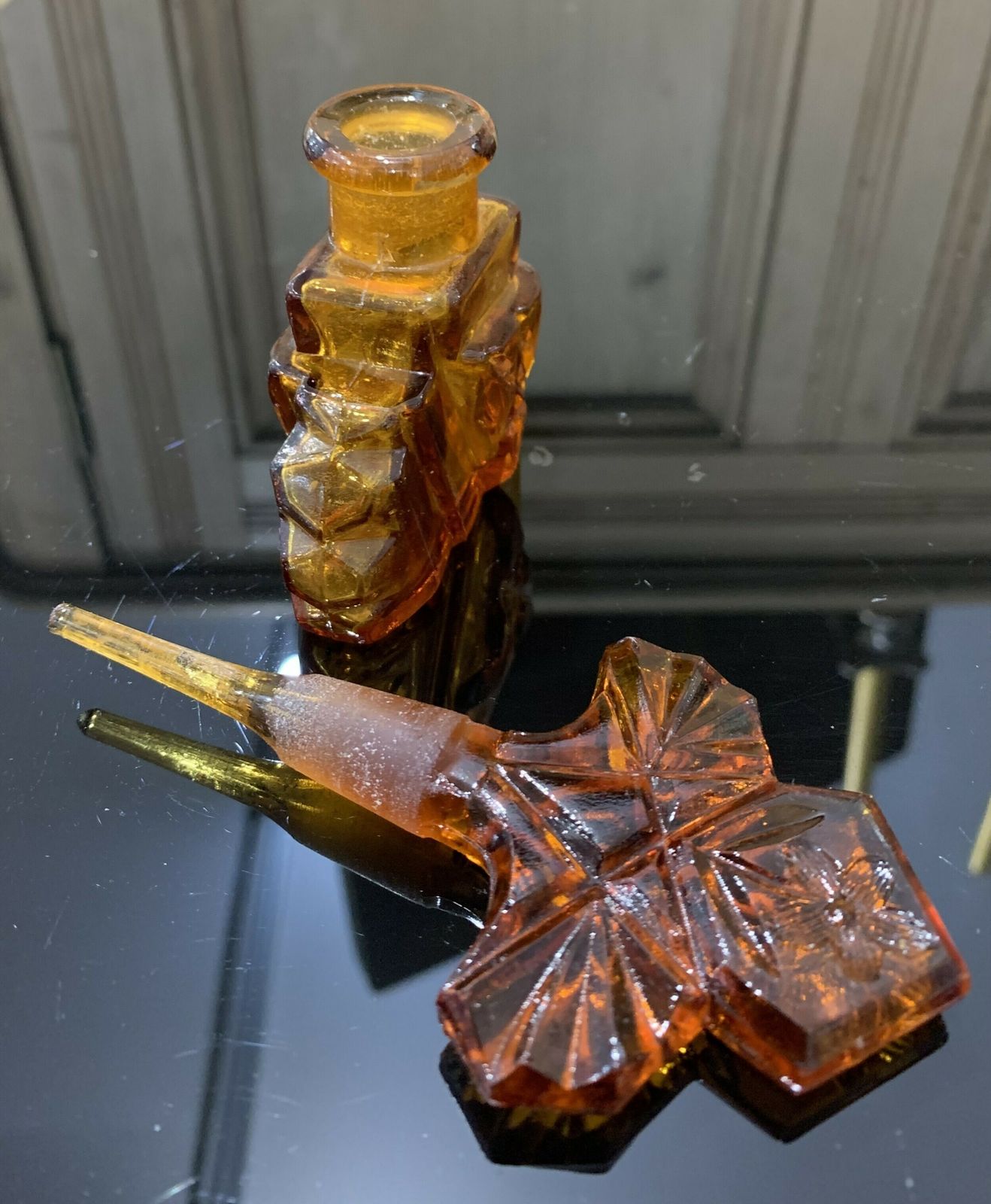 Art Deco Bohemian Czech Crystal Perfume Bottle C1930s photo for sale