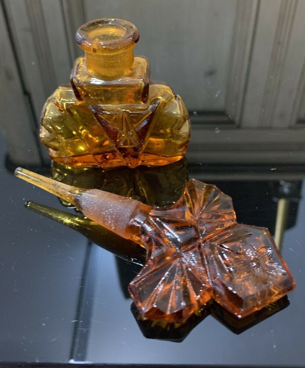 Art Deco Bohemian Czech Crystal Perfume Bottle C1930s photo Home Decor