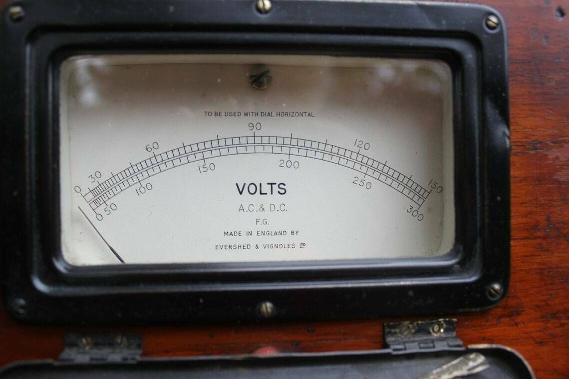 Vintage Rare Volt And Ammeter, Combined Measuring Device Made In England 30's Navigational Military Tool Collectible photo for sale