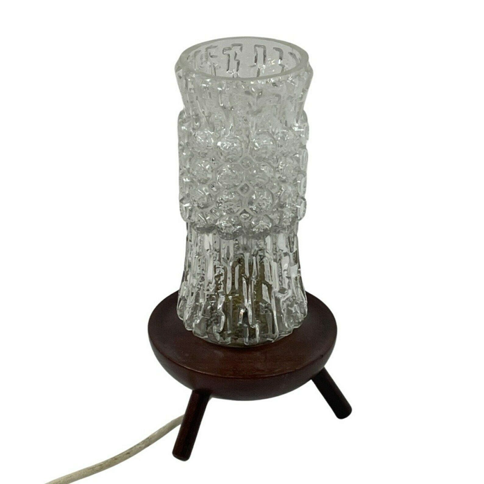 1950's   Table Lamp Of Teak Base And Glass Shade   Mid Century Modern photo vinterior