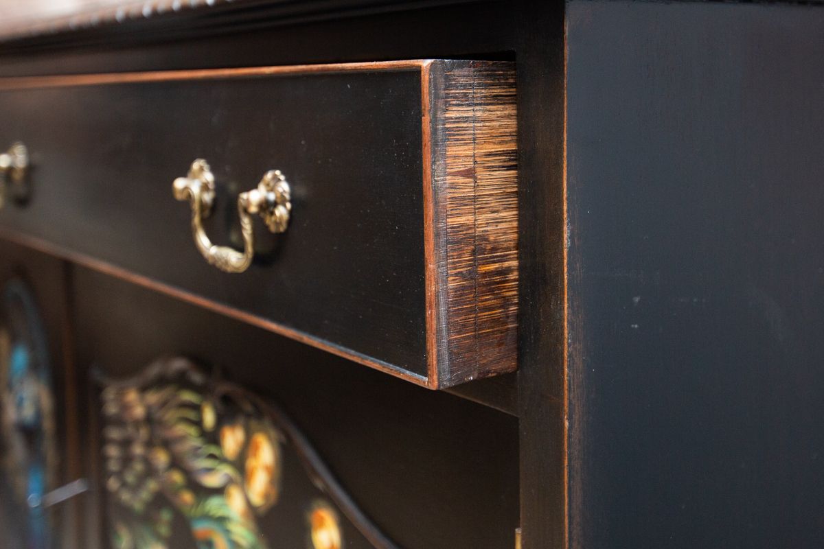 Stunningly Hand Painted, Mural Peacock Designed, Maw, Till, Kirke & Co. (Circa 1876   1892) Buffet/Sideboard photo vintage