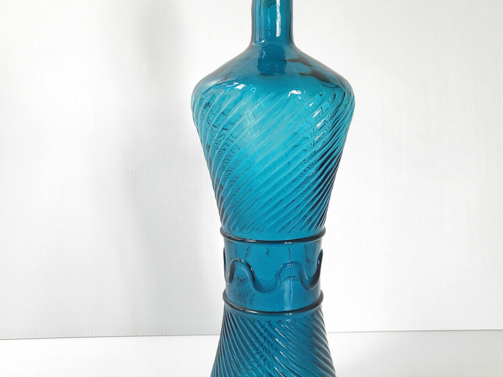 Empoli Decanter Genie Bottle Deep Blue Glass 1960 Vintage 60s 1960s photo for sale
