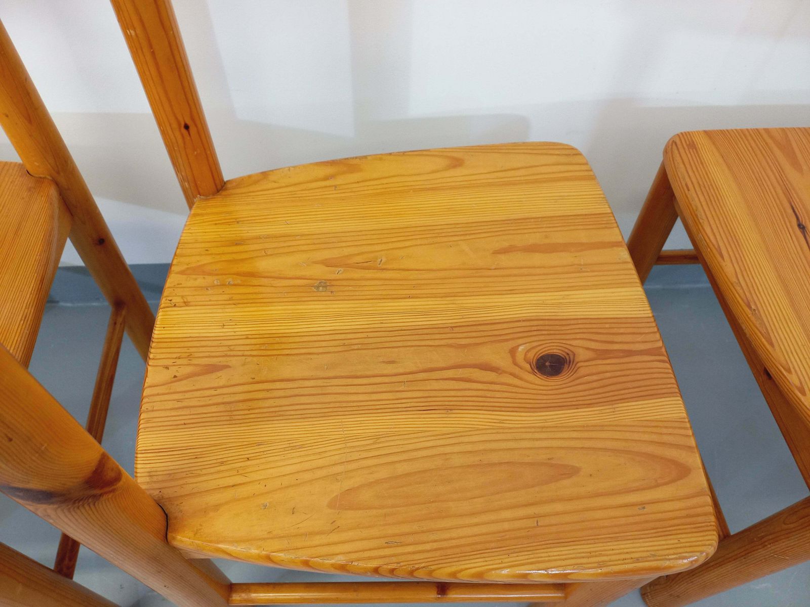 Furniture Round Table And 4 Pine Chairs, 1960s photo