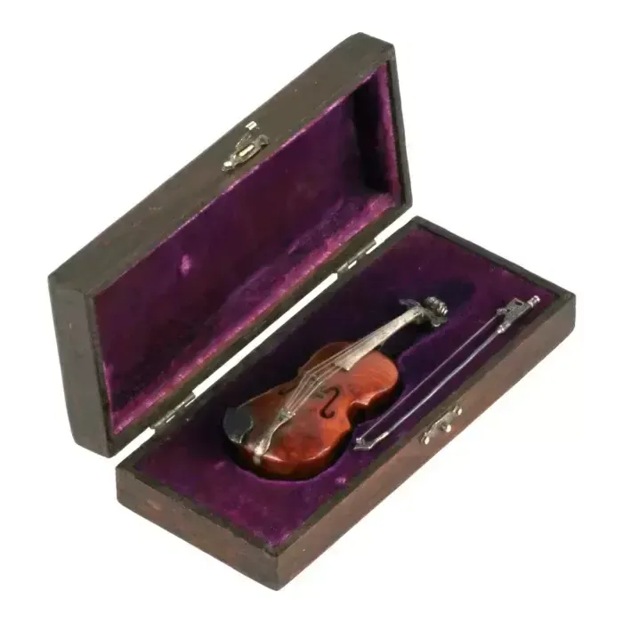 Miniature Violin Model In Its Own Case