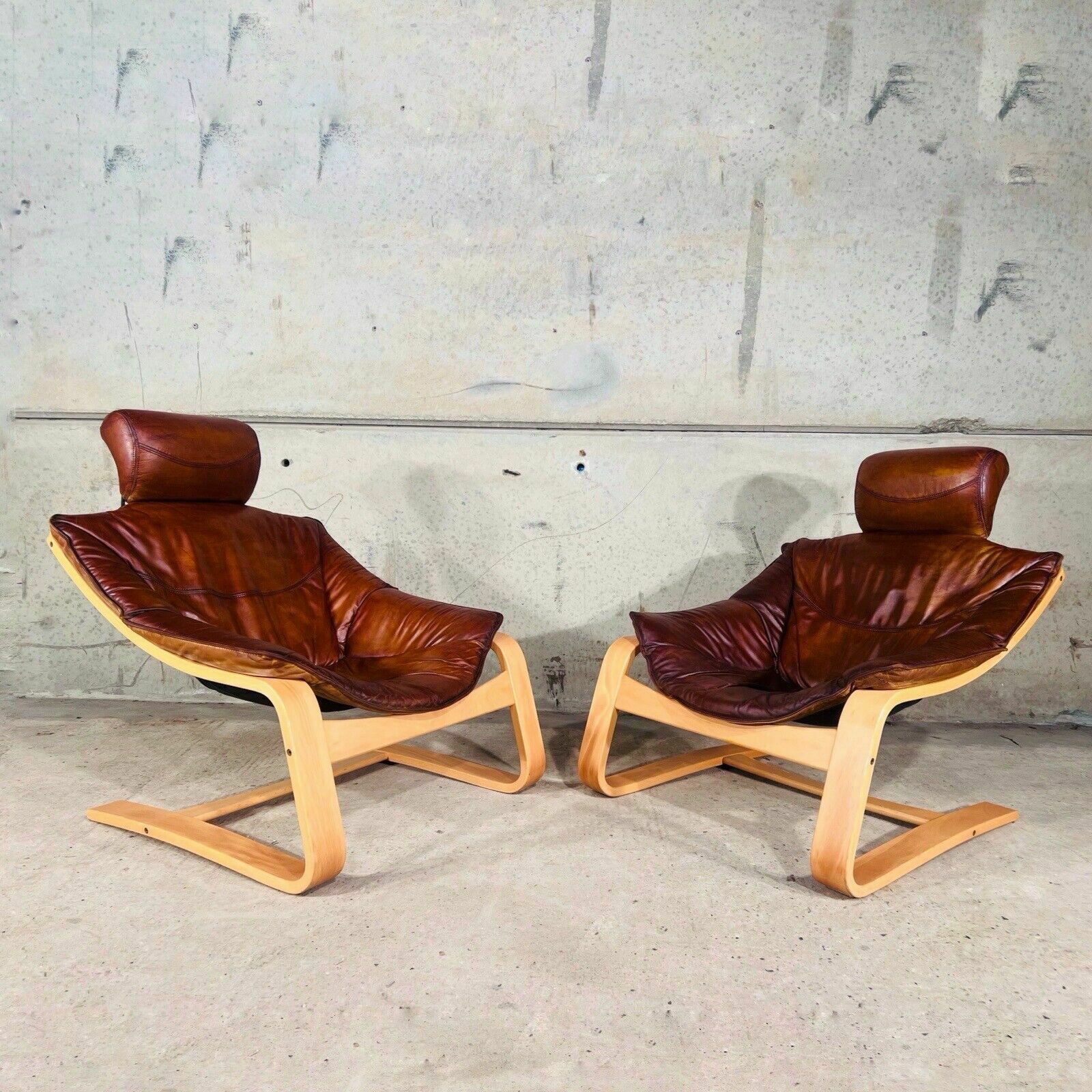 Pair Of Skippers Danish Kroken Tan Leather Chairs