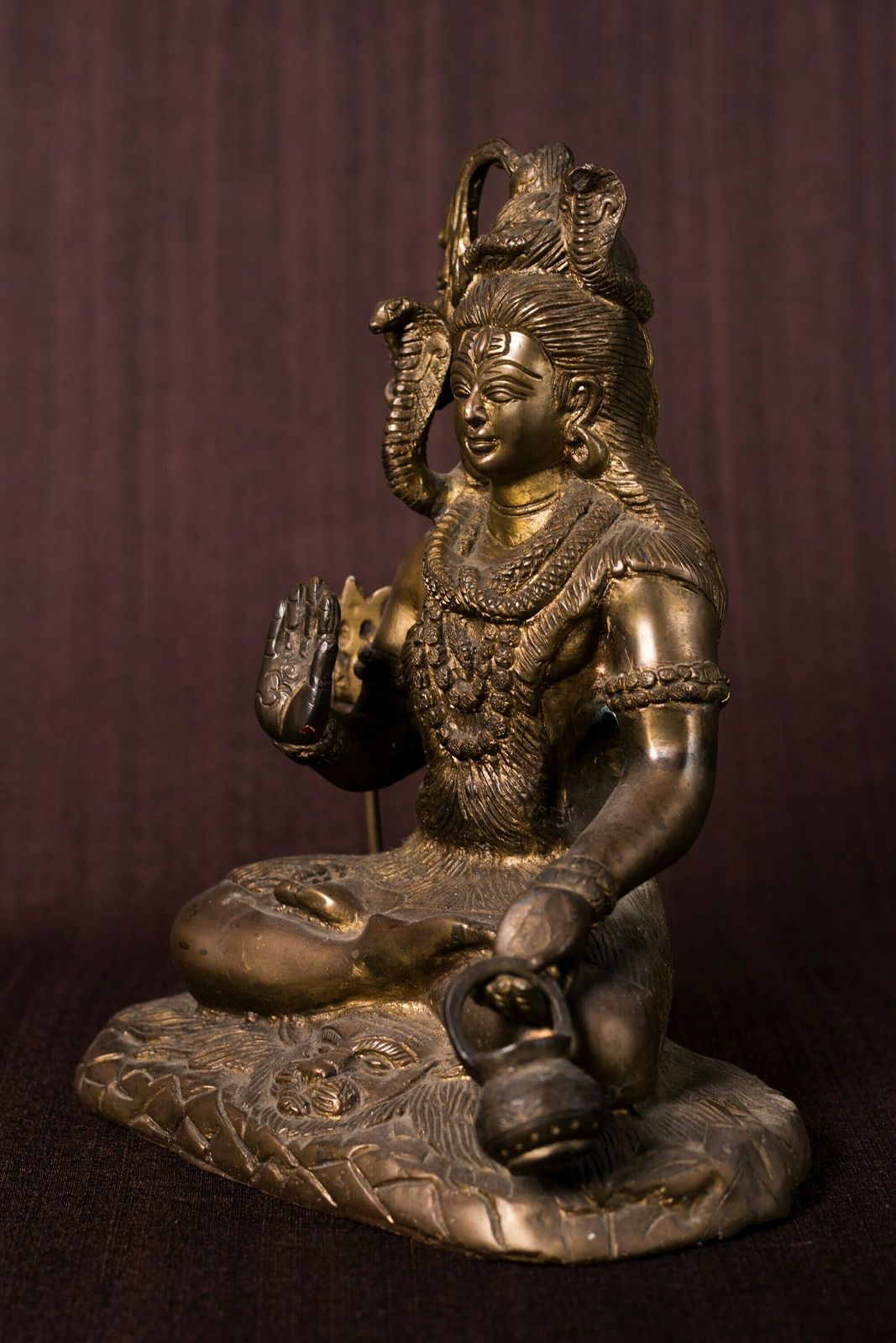 Antique Brass Shiva Sculpture | Hindu Temple Idol | Meditating Shiva Statue photo Art
