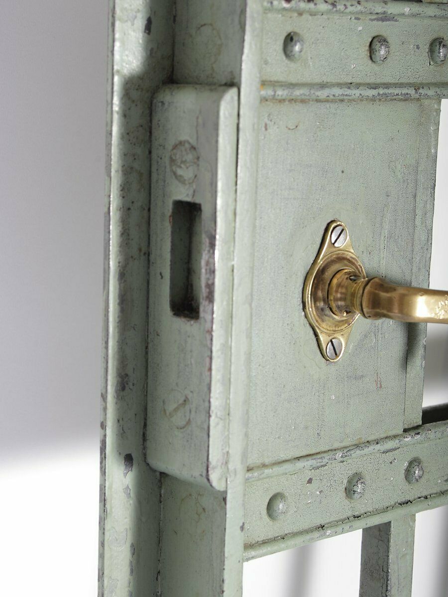 Set Of 2 Antique Green Interior Iron Wrought Double Doors, Bohemia, 1880s photo vinterior