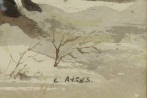 Watercolour By L A Ayres. Titled "Cotswold Winter" photo for sale