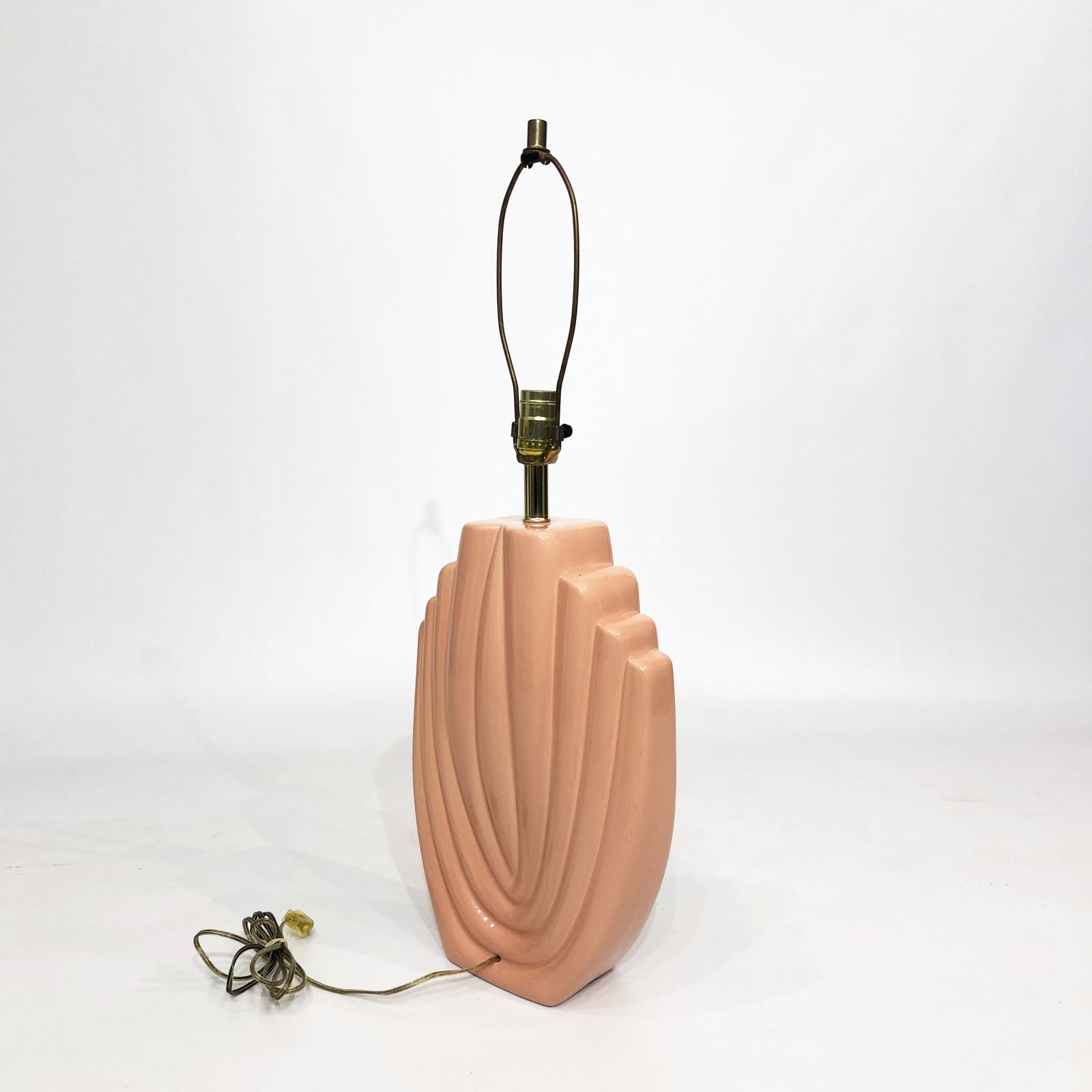 890.0 1980s Salmon Pink Ceramic Table Lamp Art Deco Pastel Midcentury Golden Girls photo