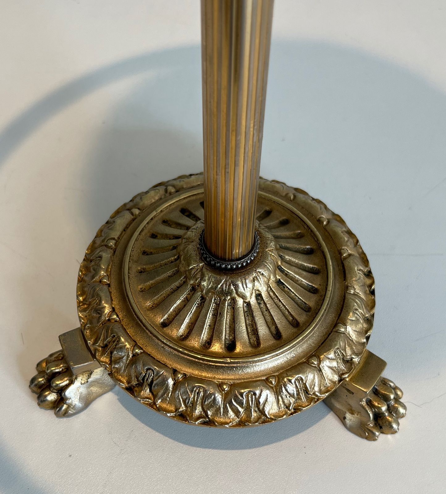Pedestal Ashtray In Bronze, Glass And Brass From Maison Baguès photo vintage