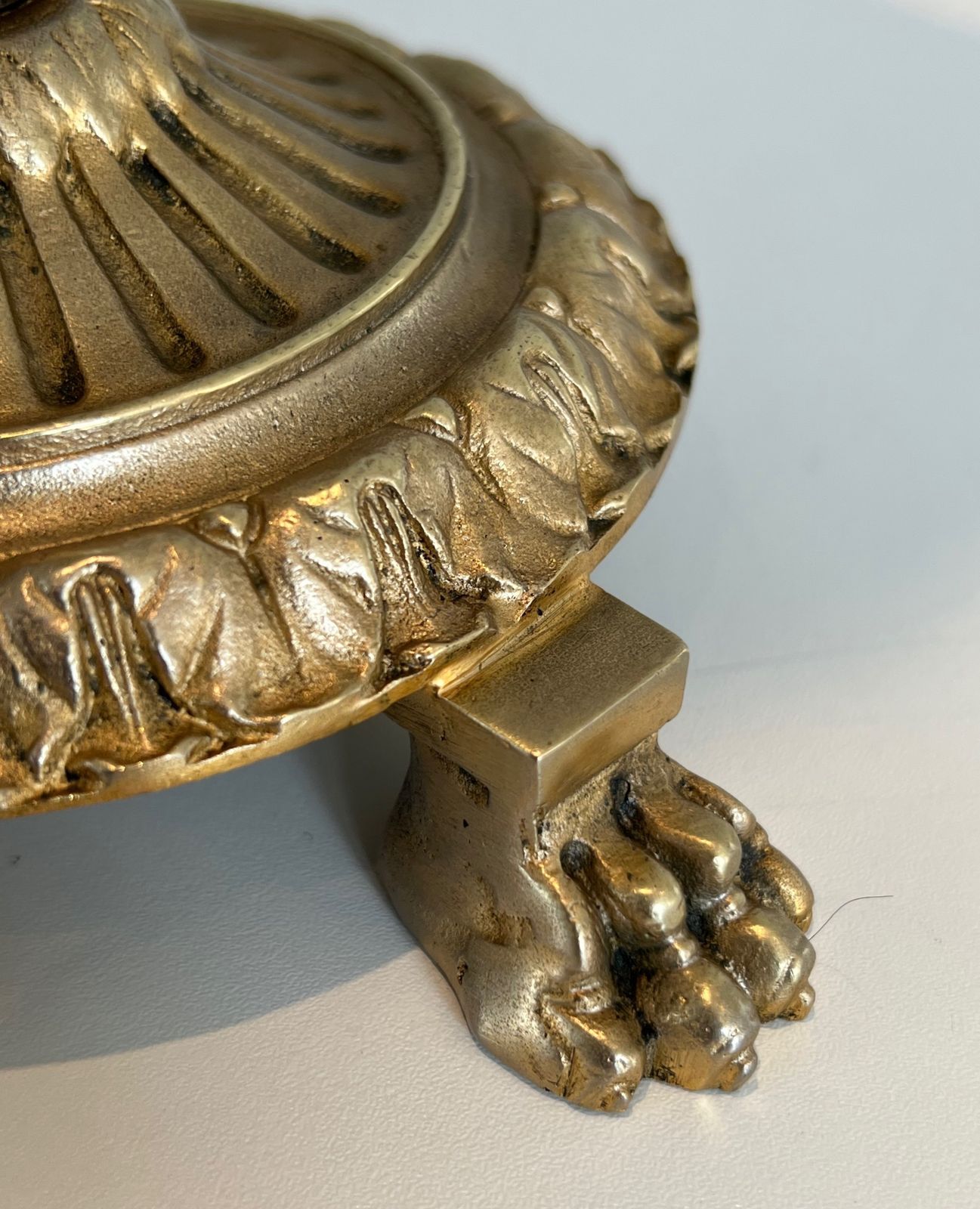 photo for sale Pedestal Ashtray In Bronze, Glass And Brass From Maison Baguès