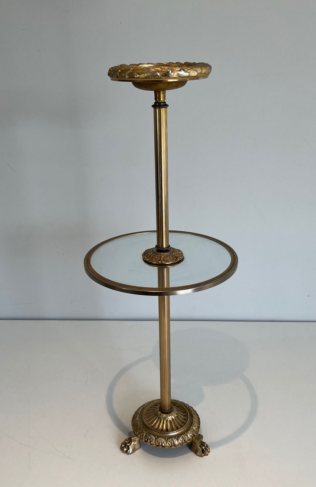 Home Decor Pedestal Ashtray In Bronze, Glass And Brass From Maison Baguès photo