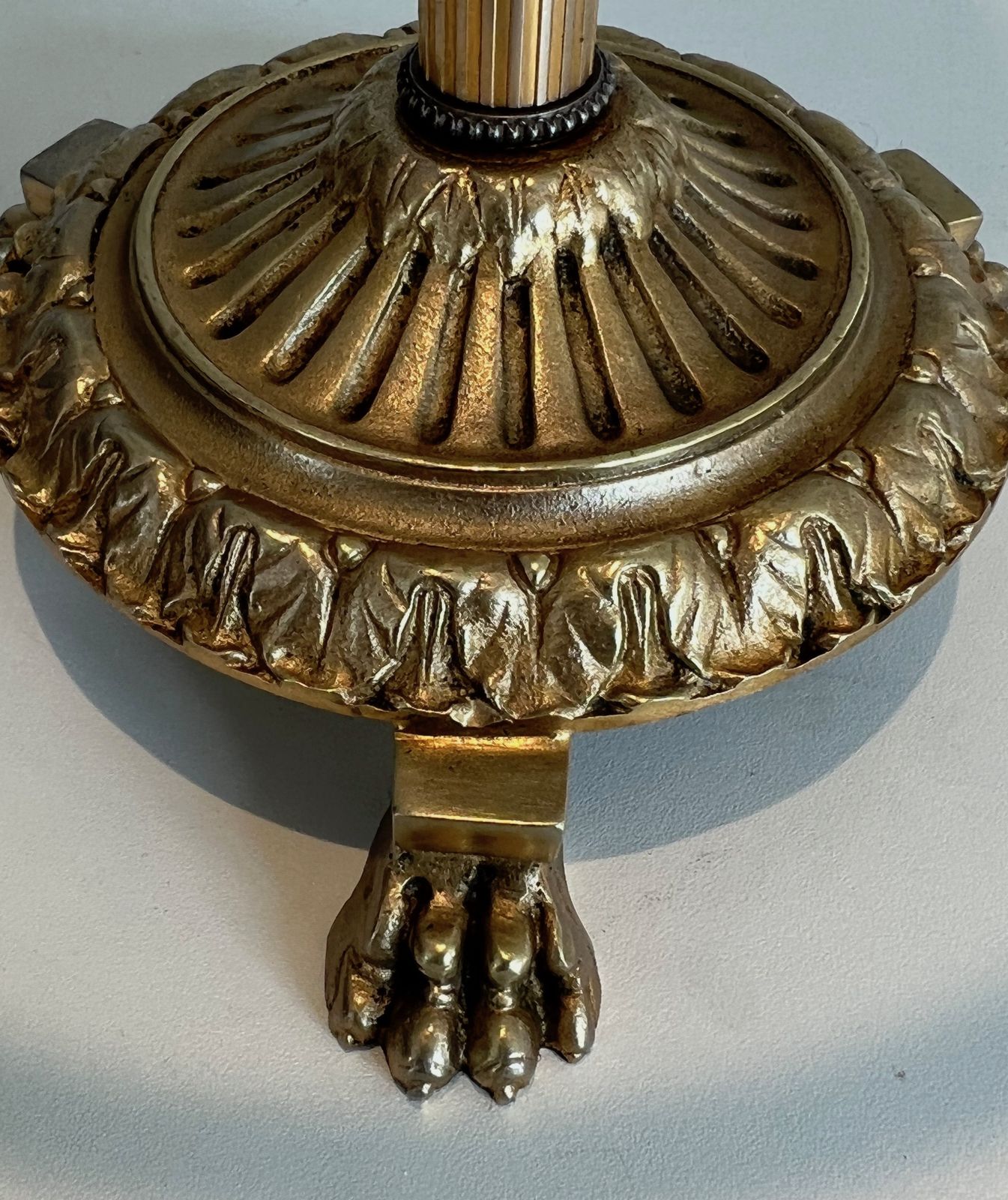 photo vintage Pedestal Ashtray In Bronze, Glass And Brass From Maison Baguès