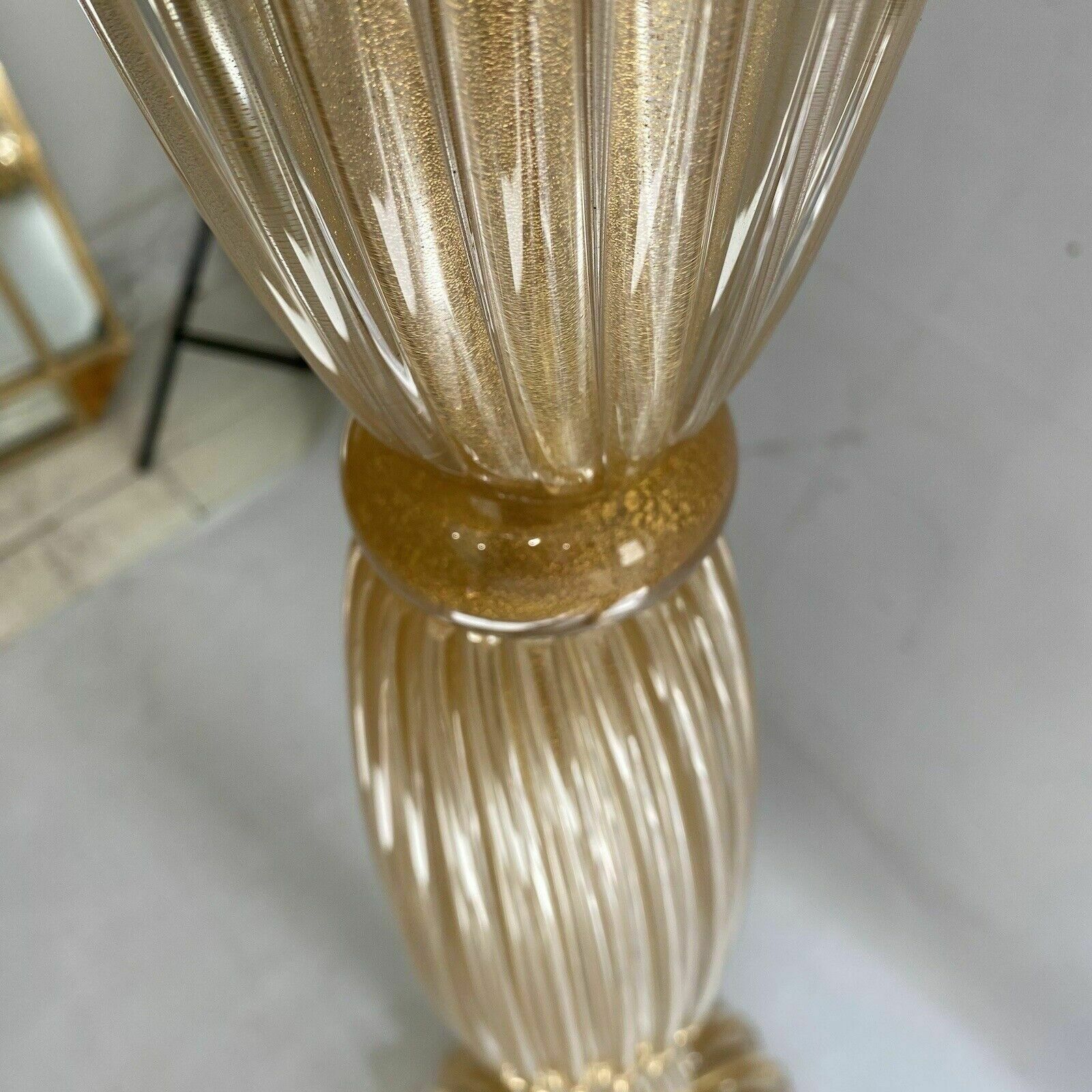 photo vinterior Signed Archimede Seguso Murano Glass Floor Lamp Gold Italian Art Deco 1980s