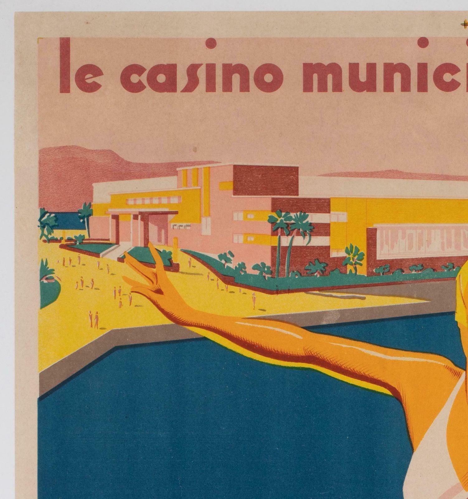 Bandol 1930s French Travel Poster, Sports, Ski, Andre Bermond photo for sale