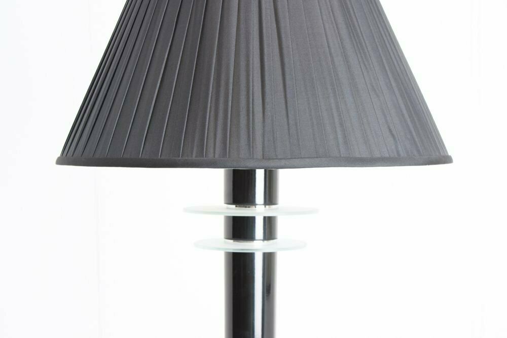 French Art Deco Black Lacquer Floor Lamp With New Silk Lampshade C.1930 photo Lighting