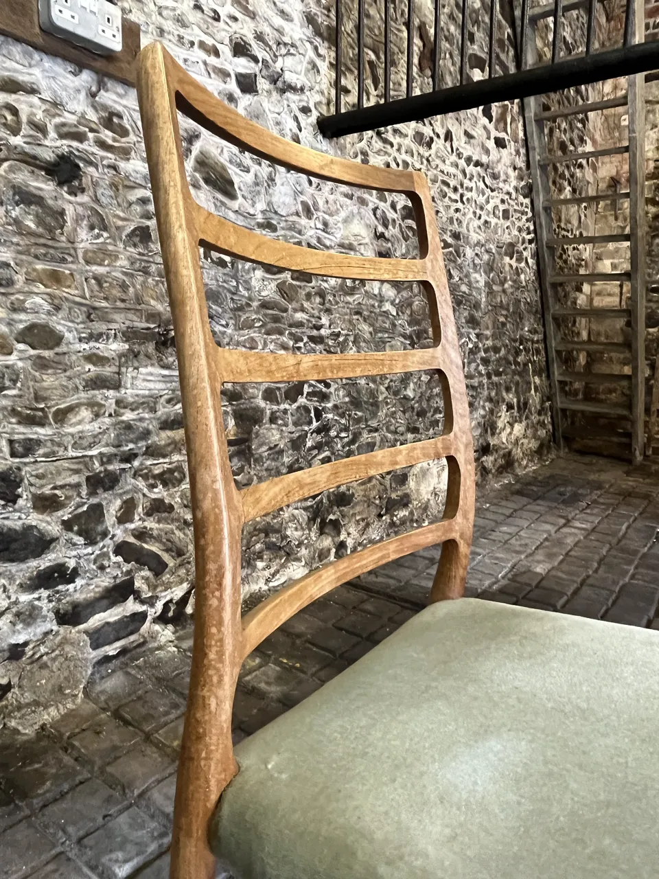 Set Of Eight (8) Danish Jl Møller High Ladder Back Dining Chairs, 1960s photo vinterior