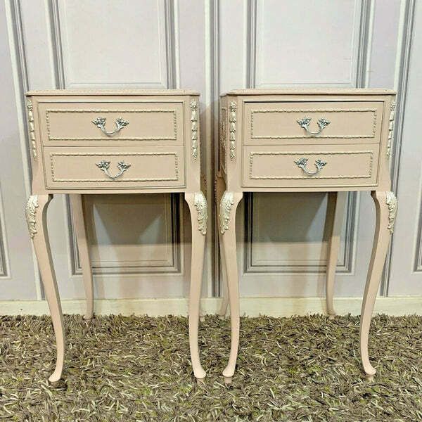 Painted Bedside Tables Pair Olympus Furniture French Louise Style Bedside Cabinets Pink