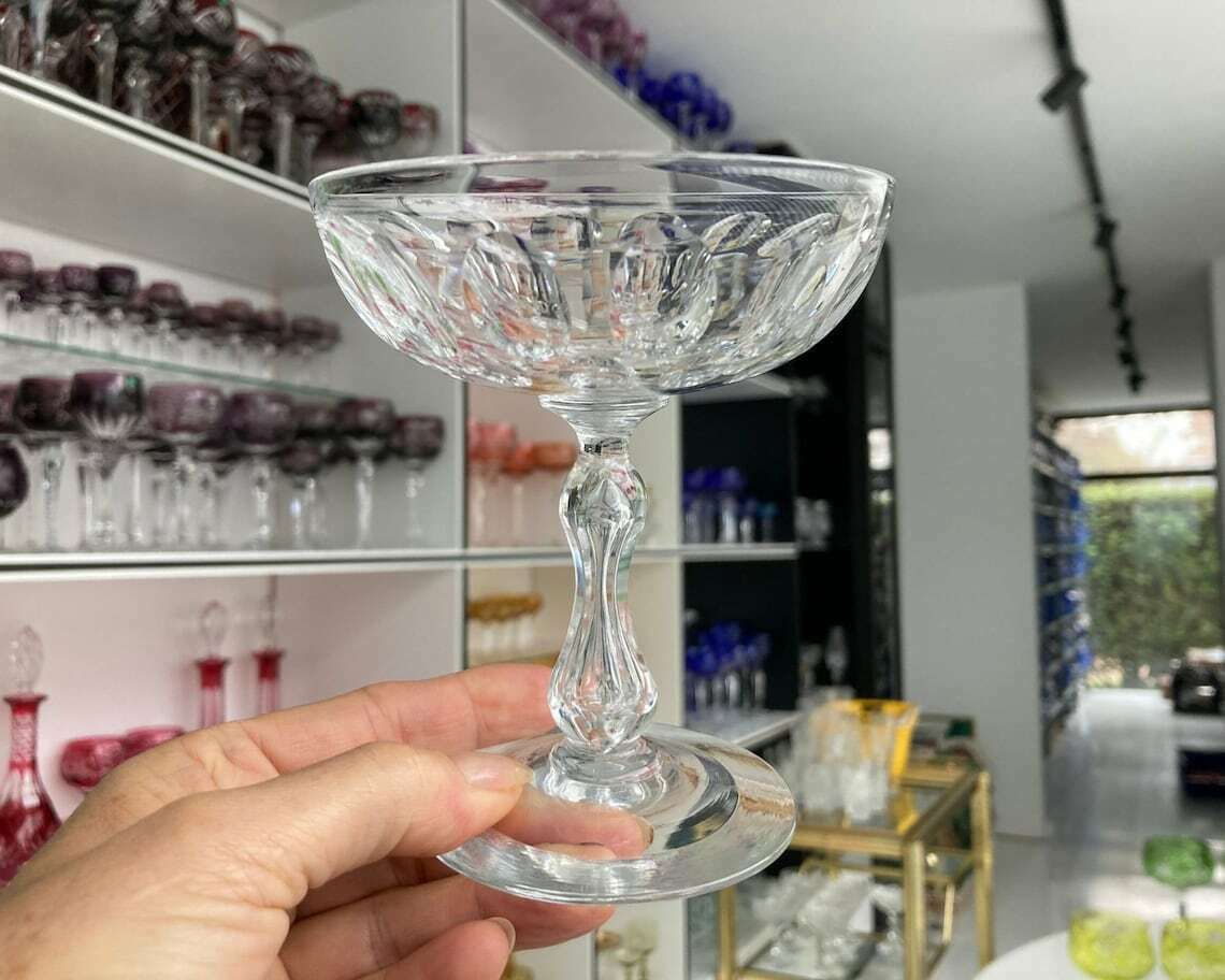 Val Saint Lambert Coupes | Champagne Glasses | 2pcs | With Airbubble Vote! | Pattern: Baroche photo Home Decor