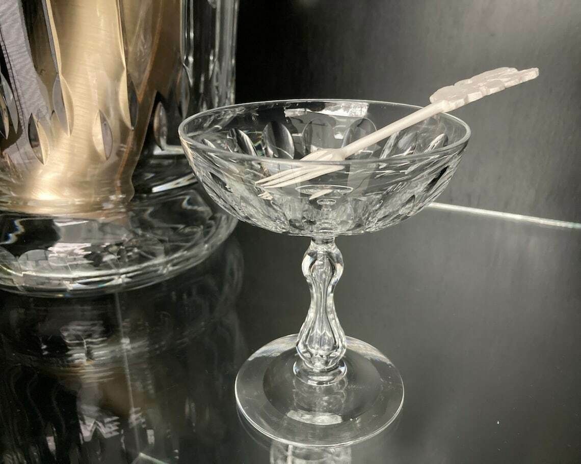 Val Saint Lambert Coupes | Champagne Glasses | 2pcs | With Airbubble Vote! | Pattern: Baroche photo buy