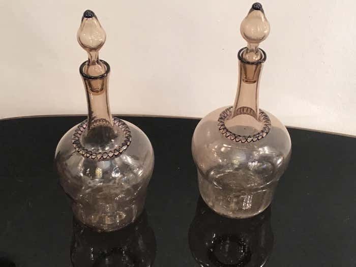Venini Water And Wine Bottles Murano Glass, 1950, Italy photo vinterior