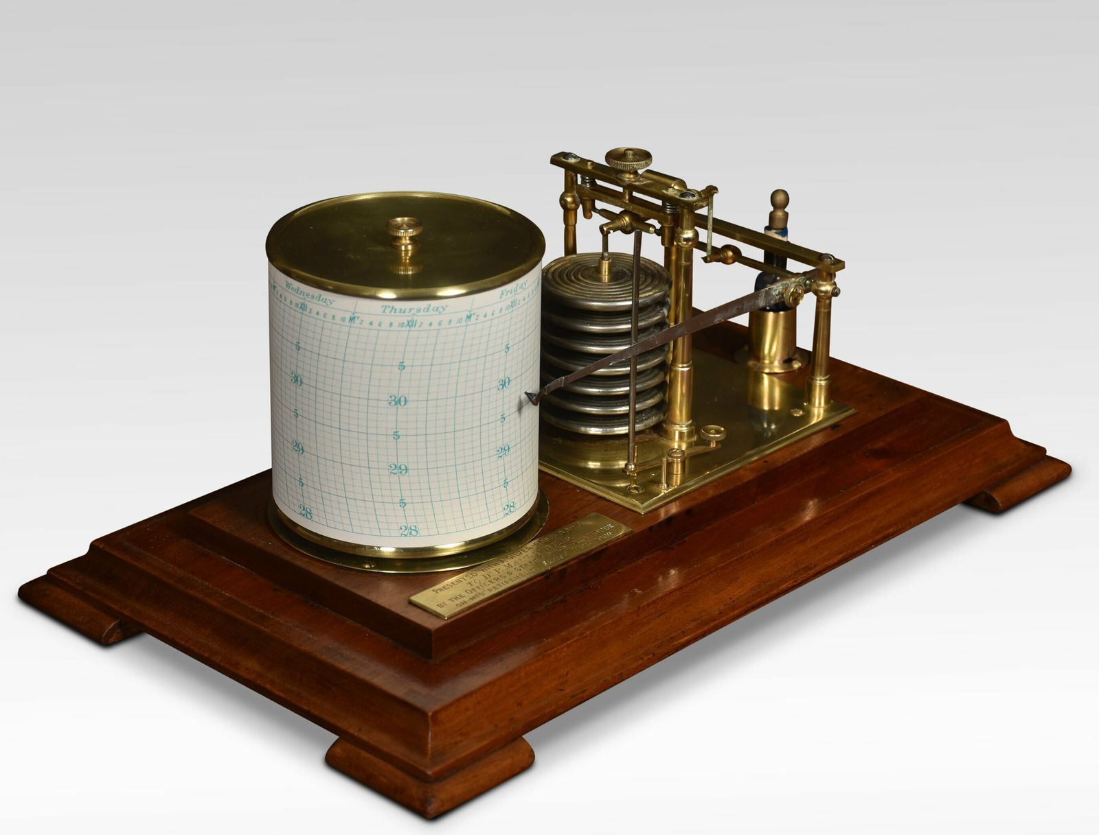 Walnut Cased Barograph By Depree And Young Ltd Exeter photo vintage