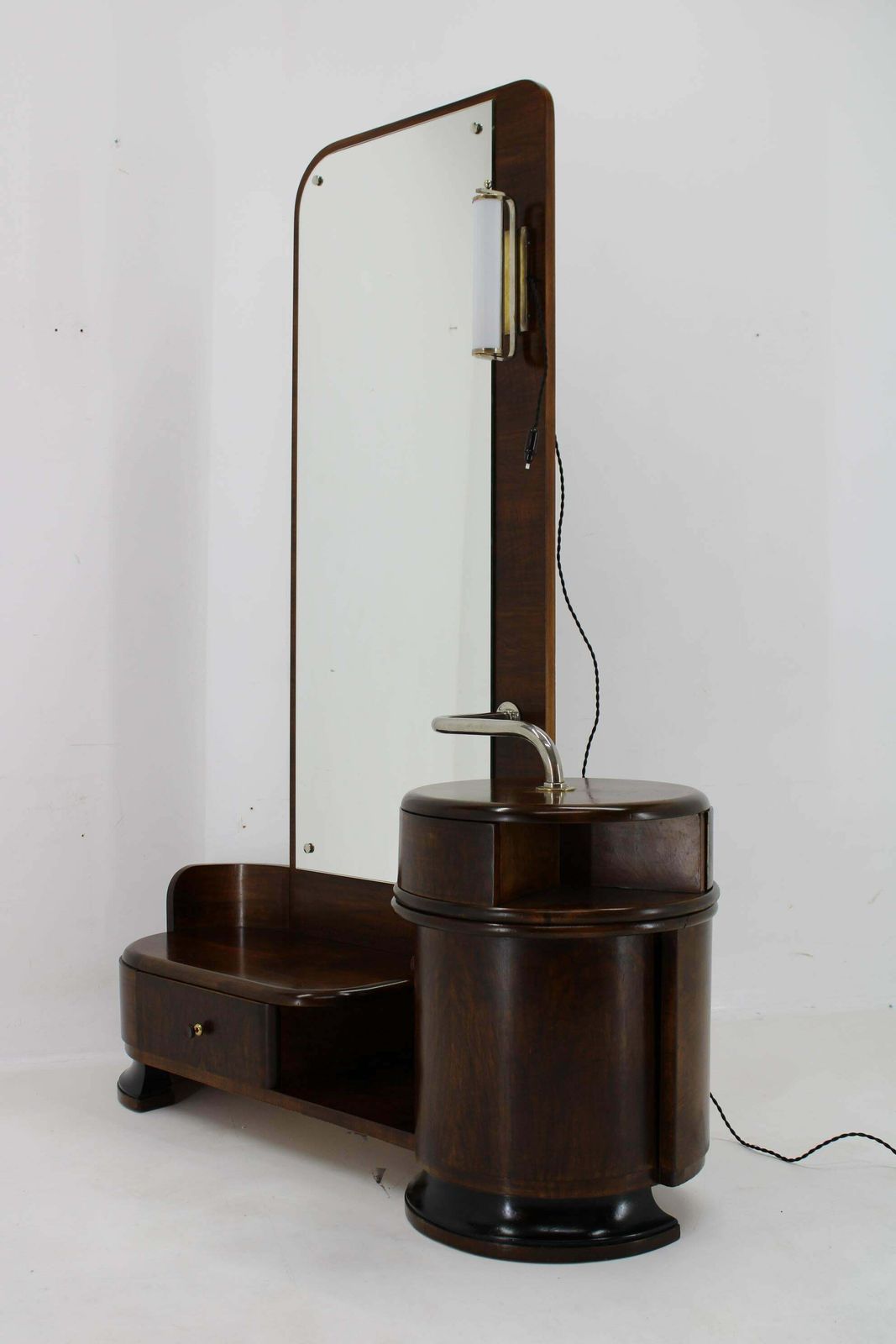 1930s Art Deco Toilet Cabinet With Mirror In Walnut, Czechoslovakia photo furniture