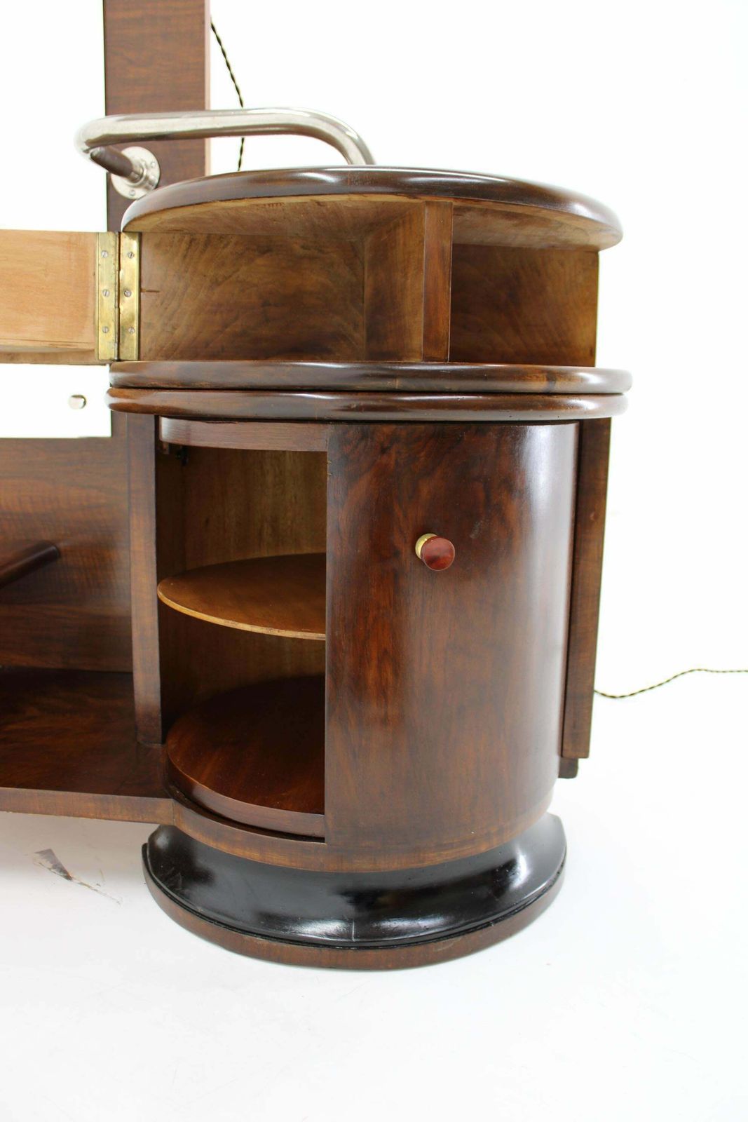 1930s Art Deco Toilet Cabinet With Mirror In Walnut, Czechoslovakia photo vintage