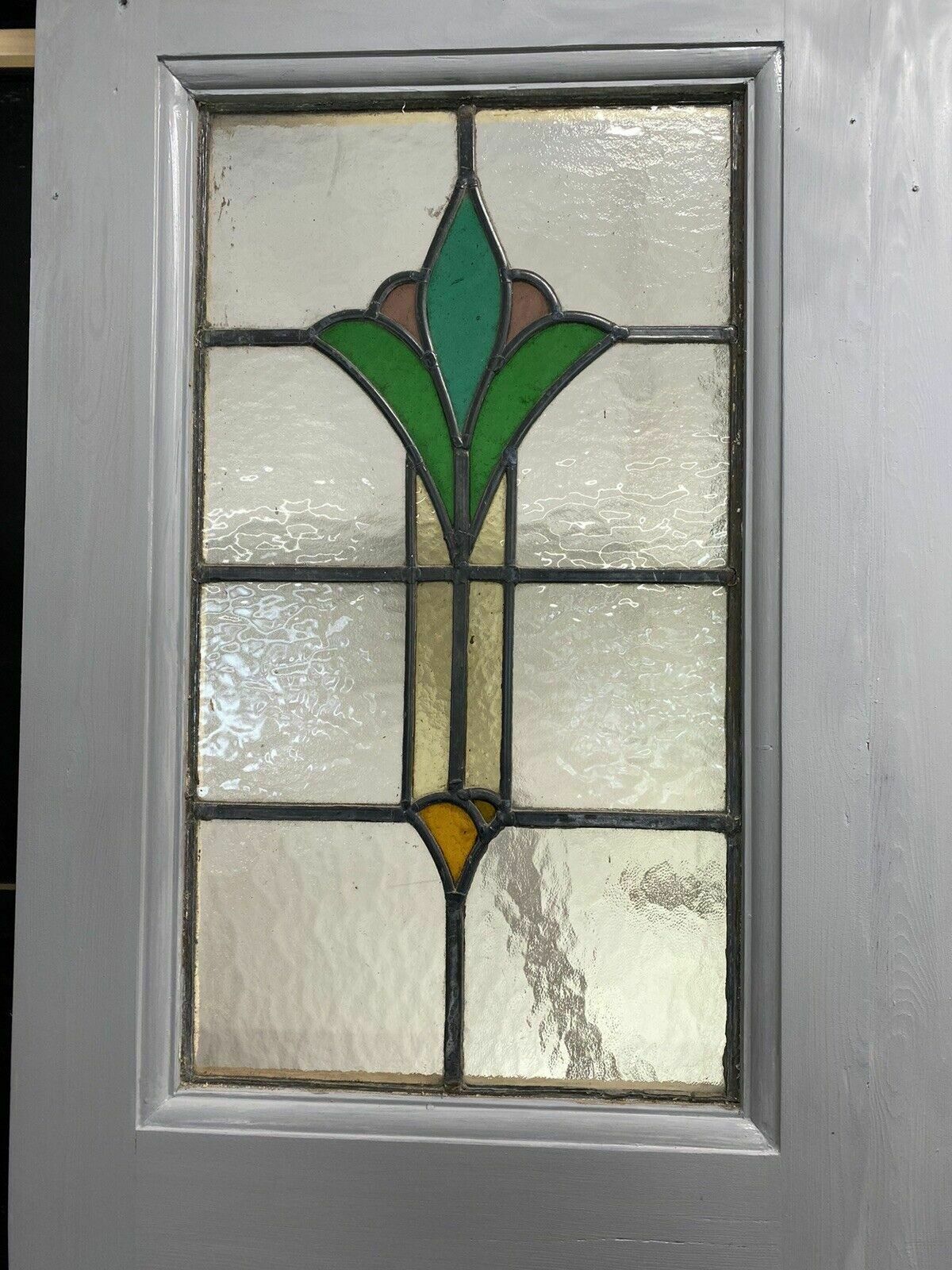 Art Deco Stained Glass French Doors Antique Period Reclaimed Old 20s 30s Leaded photo 2183.0