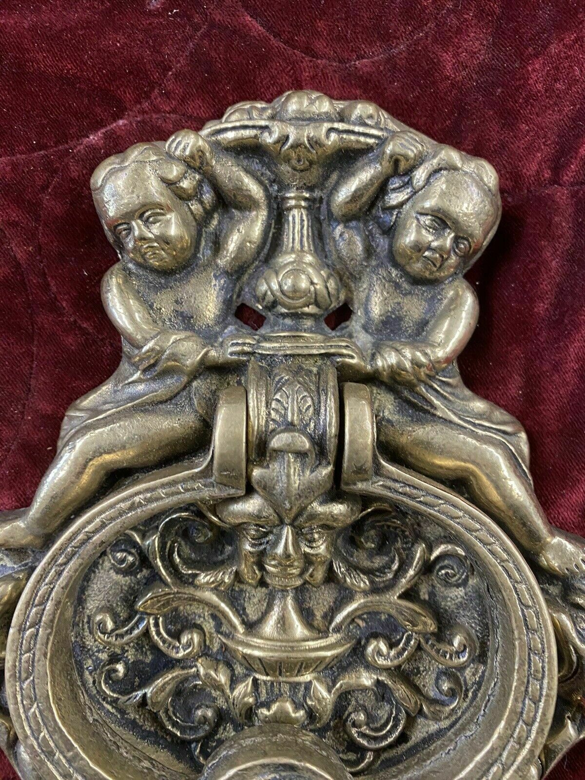 Huge Xl Brass Door Knocker Metal Period Reclaimed Architectural Pull Used Old photo furniture
