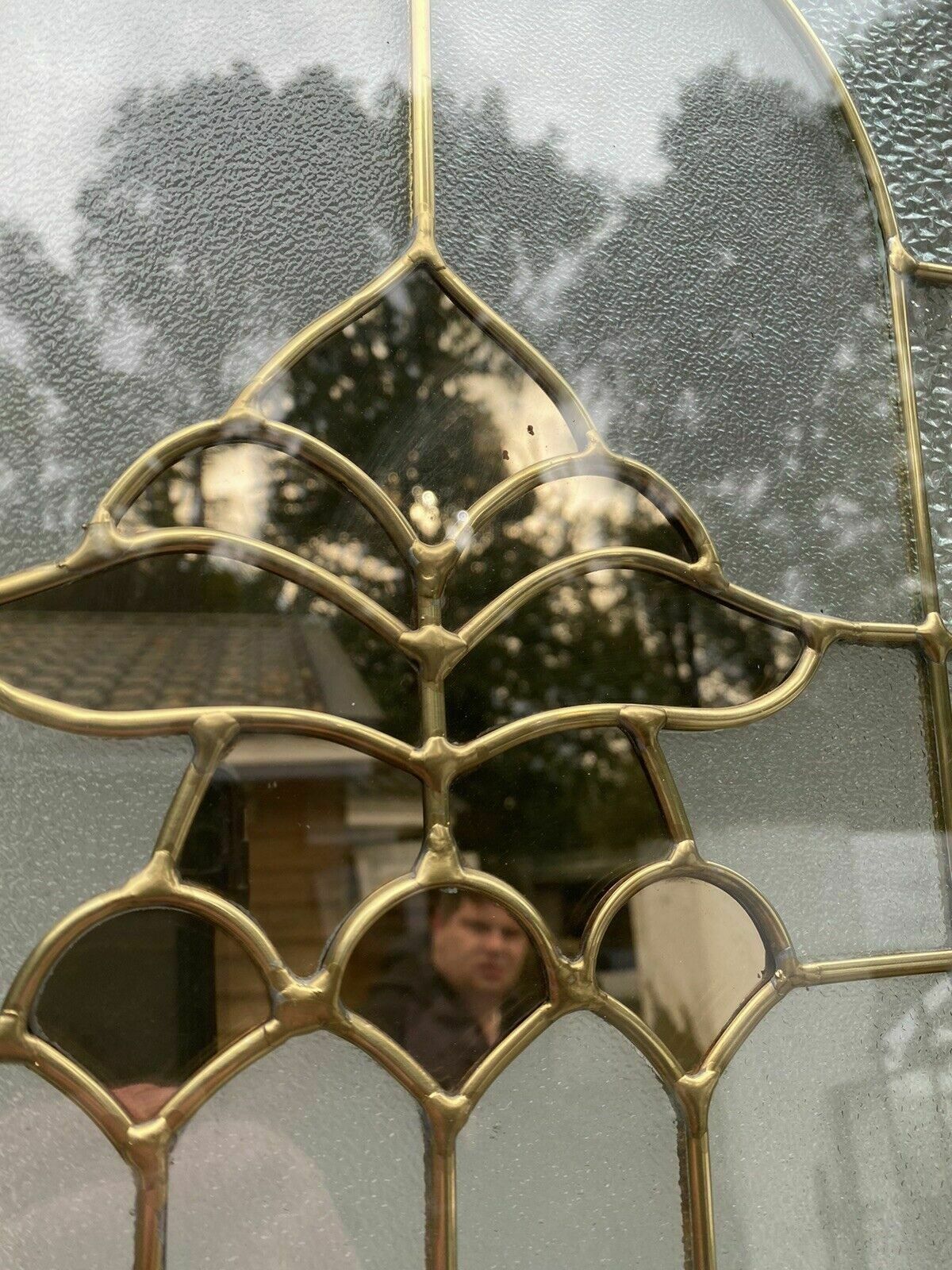 Bespoke Textured Glass French Doors Antique Period Reclaimed Gold Leaded Unique photo vinterior