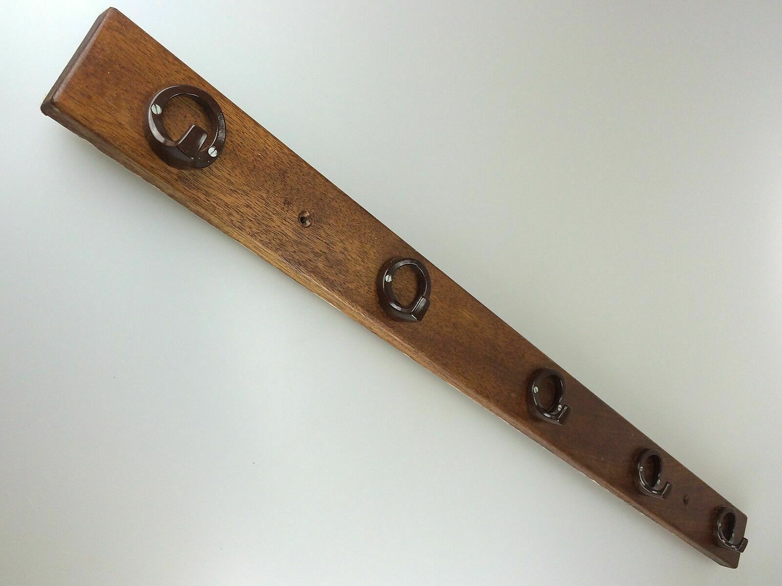 60s 70s Cloakroom Hook Cloakrobe Wall Mounted Rack Metal Wood Space Space Age photo furniture