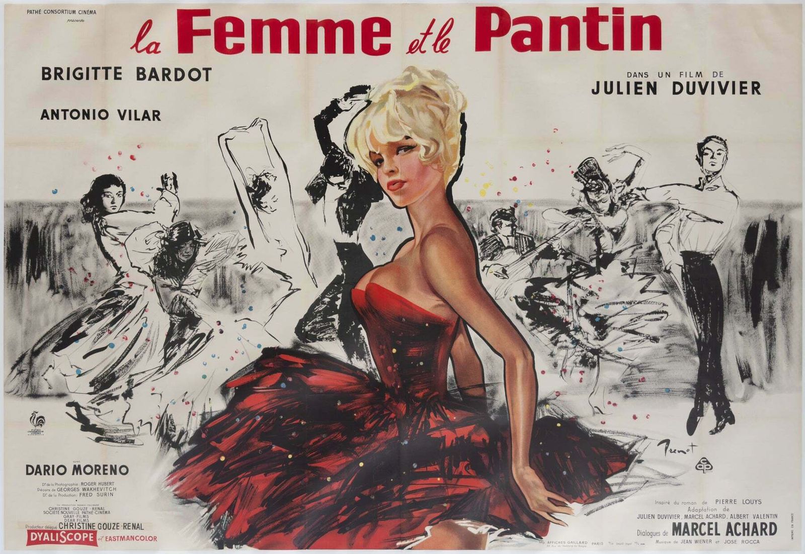"A Woman Like Satan" 1959 French Double Grande Film Movie Poster, Yves Thos