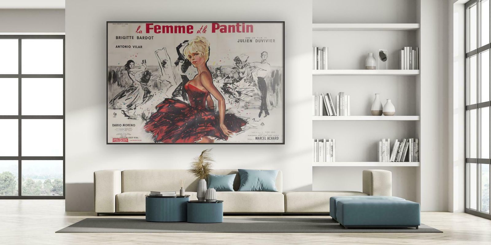 "A Woman Like Satan" 1959 French Double Grande Film Movie Poster, Yves Thos photo furniture