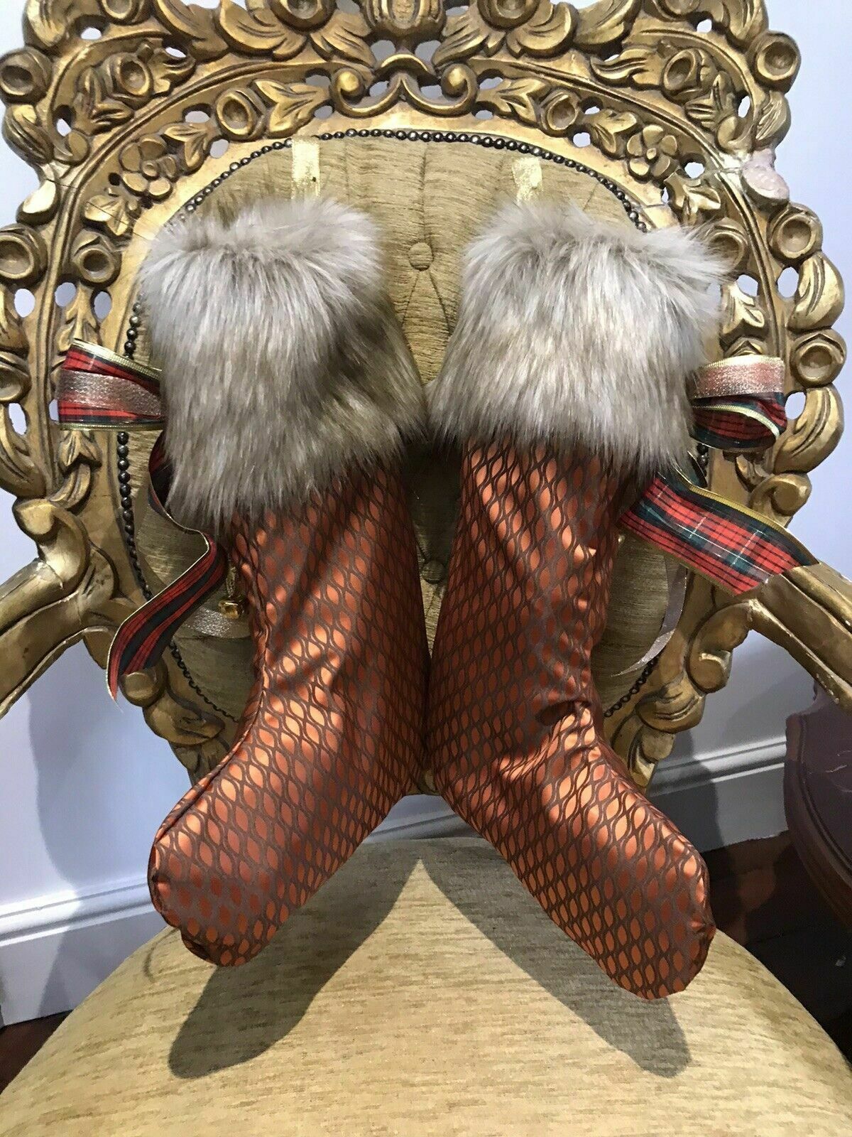 photo for sale Luxury Monarch Of The Glen Designer Reindeer Fauxfur Christmas Stockings