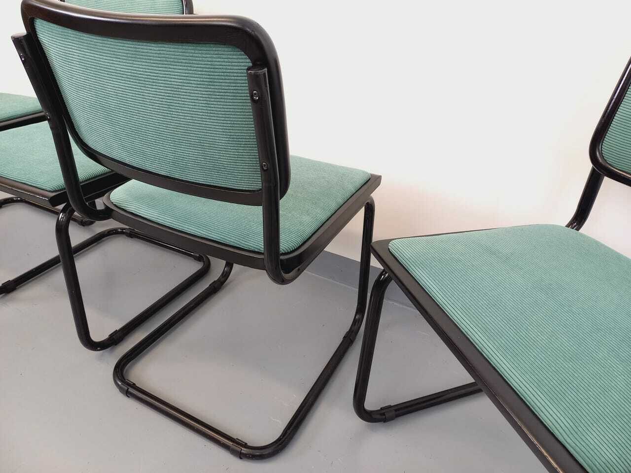 New | 4 Marcel Breuer Cesca B32 Chairs In Metal And Fabric photo buy